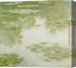 Water-lilies Left Canvas Paintings - Water-Lilies 25 by Claude Monet