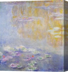 Water-lilies Left Canvas Paintings - Water-Lilies 26 by Claude Monet