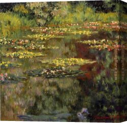 Water-lilies Left Canvas Paintings - Water-Lilies 27 by Claude Monet