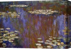 Water-lilies Left Canvas Paintings - Water-Lilies 28 by Claude Monet