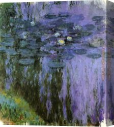Water-lilies Left Canvas Paintings - Water-Lilies 29 by Claude Monet