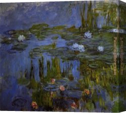 Water-lilies Left Canvas Paintings - Water-Lilies 30 by Claude Monet