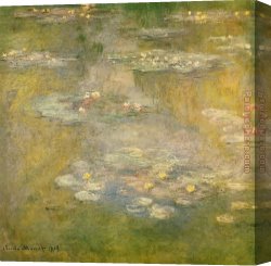 Water-lilies Left Canvas Paintings - Water-Lilies 32 by Claude Monet