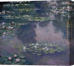 Water-lilies Left Canvas Paintings - Water-Lilies 36 by Claude Monet