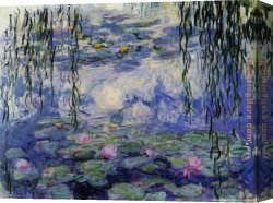 Water-lilies Left Canvas Paintings - Water-Lilies 38 by Claude Monet