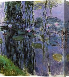 Water-lilies Left Canvas Paintings - Water-Lilies 39 by Claude Monet