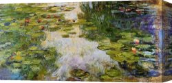 Water-lilies Left Canvas Paintings - Water-Lilies 42 by Claude Monet