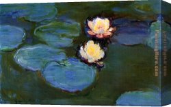 Water-lilies Left Canvas Paintings - Water-Lilies by Claude Monet