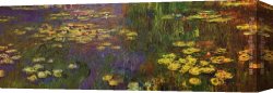 Water-lilies Left Canvas Paintings - Water Lilies by Claude Monet
