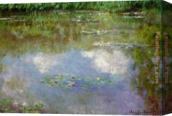 Water-lilies Left Canvas Paintings - Water Lilies The Clouds by Claude Monet