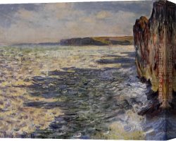 Wave Canvas Paintings - Waves and Rocks at Pourville by Claude Monet