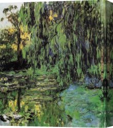 Pond Canvas Paintings - Weeping Willow and Water-Lily Pond 2 by Claude Monet