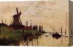 Windmill at Zaandam 2 Canvas Paintings - Windmill at Zaandam 1 by Claude Monet