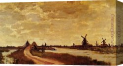 Windmill at Zaandam 2 Canvas Paintings - Windmills at Haaldersbroek Zaandam by Claude Monet