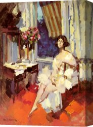Ballerina Canvas Paintings - A Ballerina In Her Boudoir by Constantin Alexeievitch Korovin