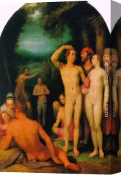 Baptism of Christ Canvas Paintings - The Baptism of Christ by Cornelis Cornelisz Van Haarlem