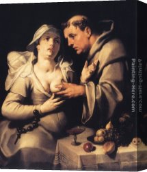 Head of a Camoldine Monk Canvas Paintings - The Monk and the Nun by Cornelis Cornelisz Van Haarlem