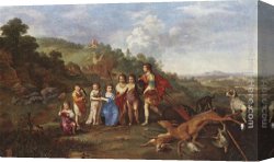 Prince Canvas Paintings - Children of Frederick V Prince Elector of Pfalz and King of Bohemia by Cornelis van Poelenburgh