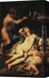 Venus Verticordia Canvas Paintings - Venus and Cupid with a Satyr by Correggio
