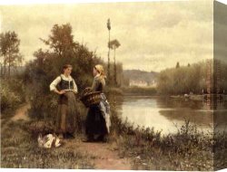 Conversation Canvas Paintings - A Conversation by Daniel Ridgway Knight