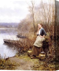Thoughts of Springtime Canvas Paintings - A Lovely Thought by Daniel Ridgway Knight