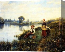 Conversation Canvas Paintings - A Passing Conversation by Daniel Ridgway Knight