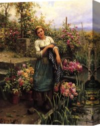 Boats Canvas Paintings - The Flower Boat by Daniel Ridgway Knight