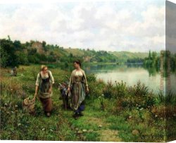 Vernon Canvas Paintings - The Seine at Vernon by Daniel Ridgway Knight