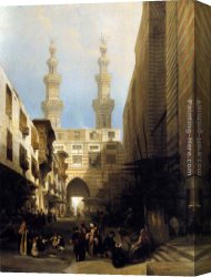 Before a Mosque (cairo) Canvas Paintings - A View in Cairo by David Roberts