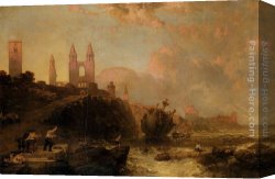 Cathedral Canvas Paintings - Ruins Of St. Andrews Cathedral And Church Of St. Regulus, Fife, Scotland by David Roberts