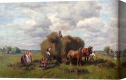 A Harvest Festival Canvas Paintings - The Hay Harvest by Desire Thomassin