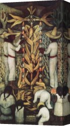 A Harvest Festival Canvas Paintings - Corn Festival, (La Fiesta del Maiz) by Diego Rivera