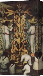 A Harvest Festival Canvas Paintings - La Fiesta del Maiz (Corn Festival) by Diego Rivera