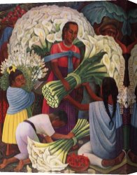 Hearts And Flowers I Canvas Paintings - Mercado De Flores (The Flower Vendor) by Diego Rivera