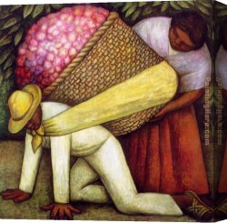 Carrier-belleuse Canvas Paintings - The Flower Carrier I by Diego Rivera