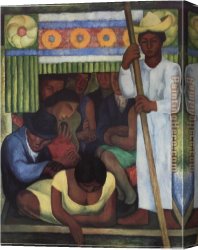 Canoe Canvas Paintings - The Flowered Canoe by Diego Rivera