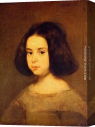 Portrait of a Girl Wearing a Pearl Necklace Canvas Paintings - Portrait of a Little Girl by Diego Rodriguez de Silva Velazquez