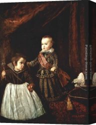 Prince Canvas Paintings - Prince Baltasar Carlos with a Dwarf by Diego Rodriguez de Silva Velazquez