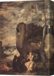 St Sebastian Tended by St Irene Canvas Paintings - Sts Paul the Hermit and Anthony Abbot by Diego Rodriguez de Silva Velazquez