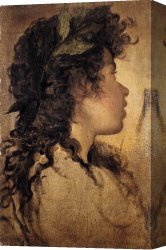 Head Canvas Paintings - Study for the head of Apollo by Diego Rodriguez de Silva Velazquez