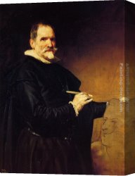 A Sculptors Model Canvas Paintings - The Sculptor Mart&iacute;nez Monta&ntilde;&eacute;s by Diego Rodriguez de Silva Velazquez