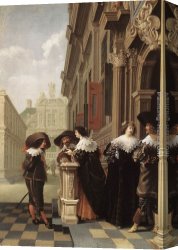 Conversation Canvas Paintings - Conversation outside a Castle by Dirck van Delen