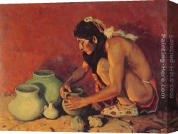 Maker Canvas Paintings - The Pottery Maker by Eanger Irving Couse