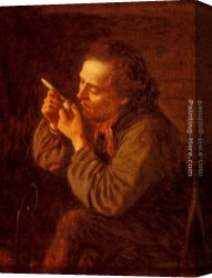 Boy Lighting a Pipe Canvas Paintings - Lighting His Pipe by Eastman Johnson