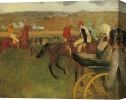 Race Canvas Paintings - At the Races Gentlemen Jockeys by Edgar Degas