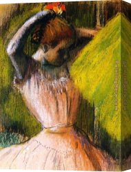 Hair Canvas Paintings - Ballet Corps Member Fixing Her Hair by Edgar Degas