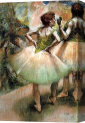 Pink Canvas Paintings - Dancers, Pink and Green I by Edgar Degas