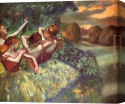 Dancer Canvas Paintings - Four Dancers by Edgar Degas