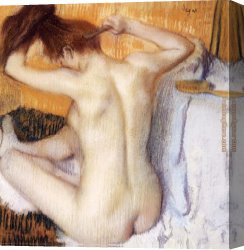 Woman Canvas Paintings - Woman Combing Her Hair by Edgar Degas