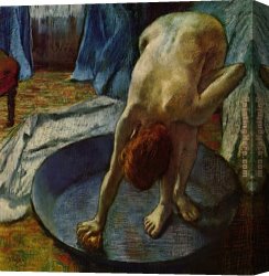 1886 Canvas Paintings - Woman in the Bath 1886 by Edgar Degas